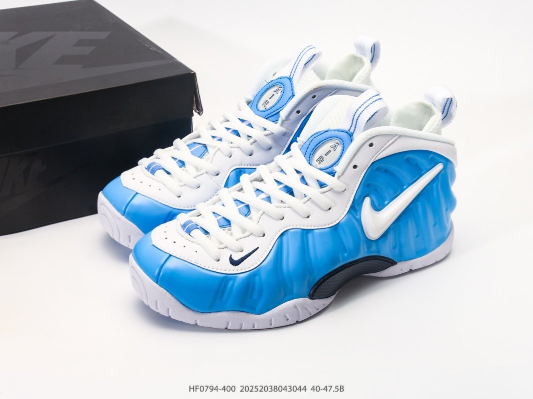 Nike Air Foamposite One Blue White Basketball Shoe view