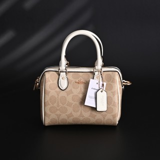Coach Rowan Mini Boston Bag Vanilla White Replica