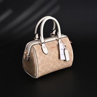Coach Rowan Mini Boston Bag Vanilla White Replica view 2