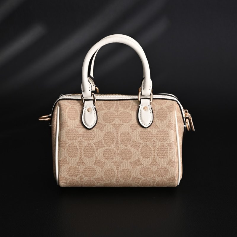 Coach Rowan Mini Boston Bag Vanilla White Replica view