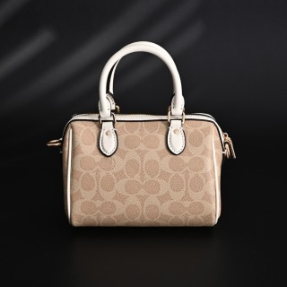 Coach Rowan Mini Boston Bag Vanilla White Replica view 4