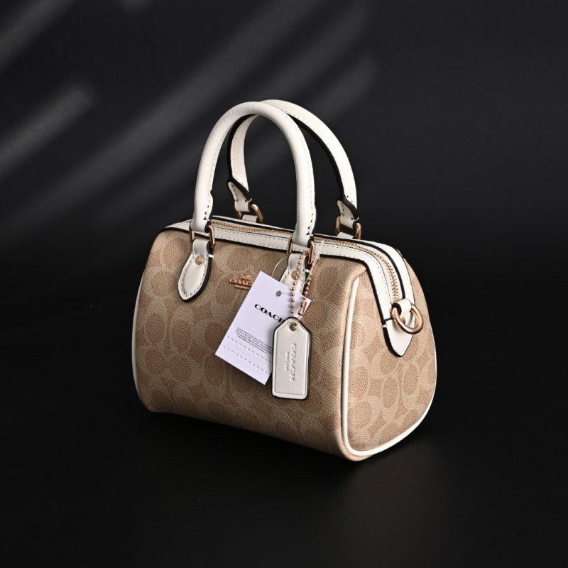 Coach Rowan Mini Boston Bag Vanilla White Replica view