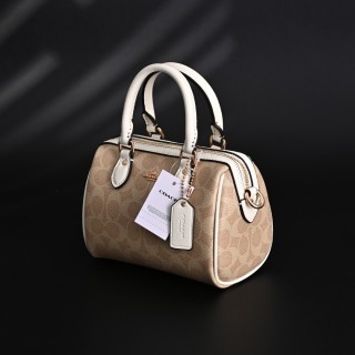 Coach Rowan Mini Boston Bag Vanilla White Replica view 6