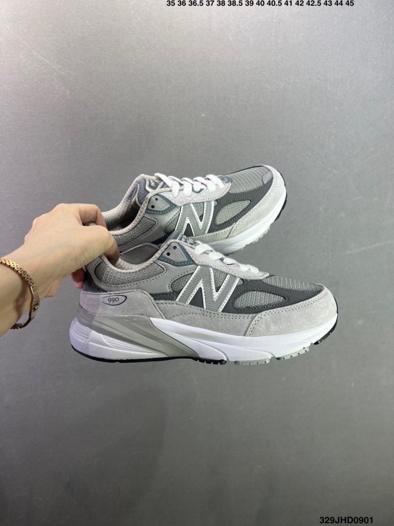 New Balance 990 V6 Grey Mesh Leather Retro Sneaker view