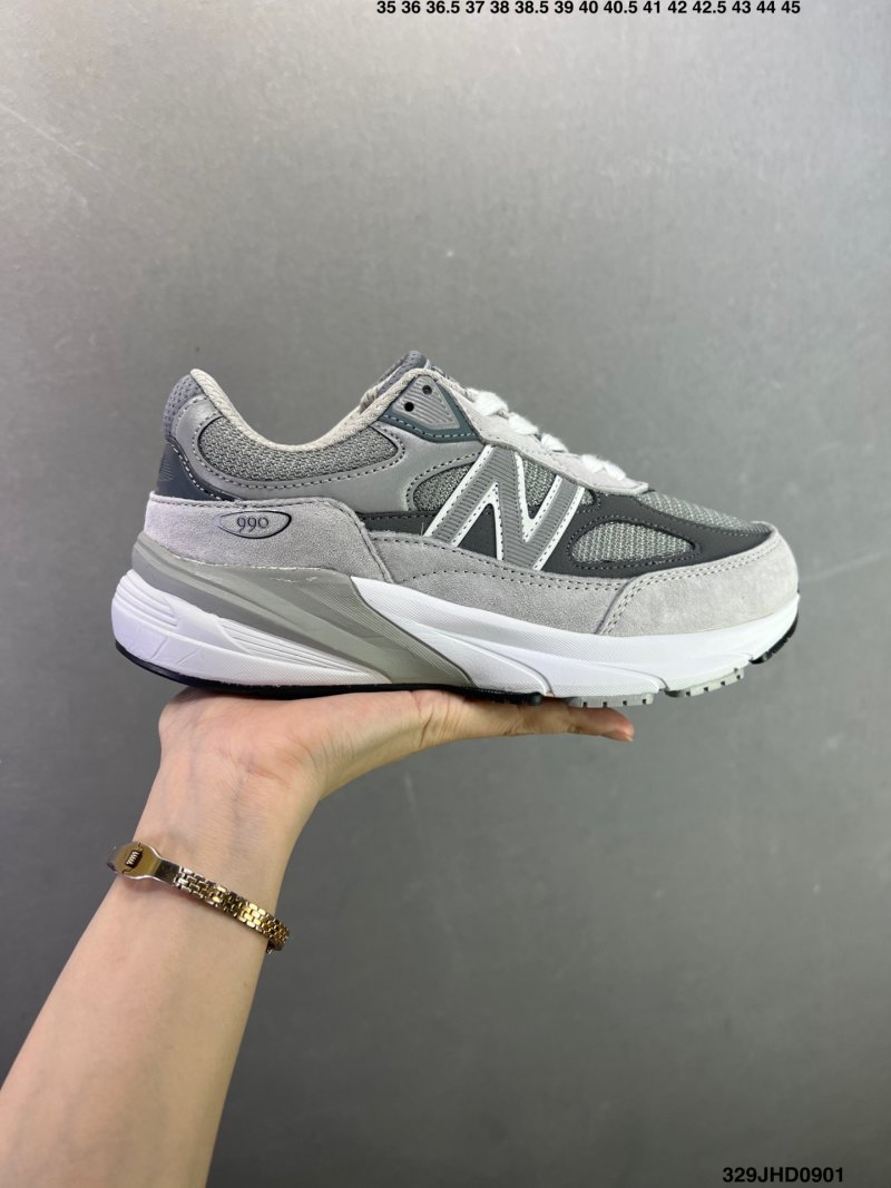 New Balance 990 V6 Grey Mesh Leather Retro Sneaker view