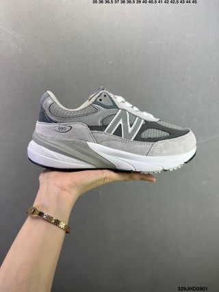 New Balance 990 V6 Grey Mesh Leather Retro Sneaker view 3