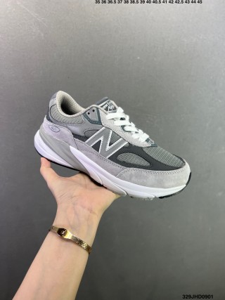 New Balance 990 V6 Grey Mesh Leather Retro Sneaker view 4