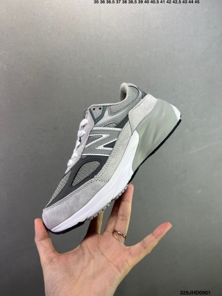 New Balance 990 V6 Grey Mesh Leather Retro Sneaker view 5