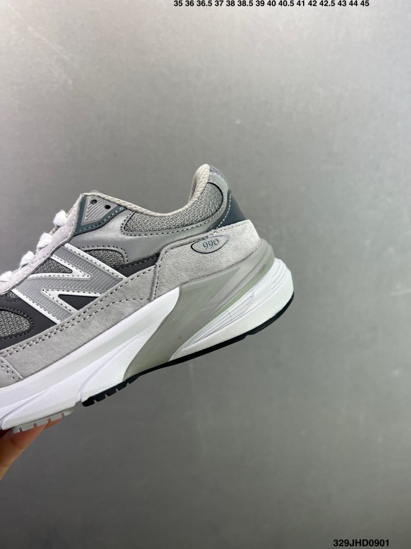 New Balance 990 V6 Grey Mesh Leather Retro Sneaker view