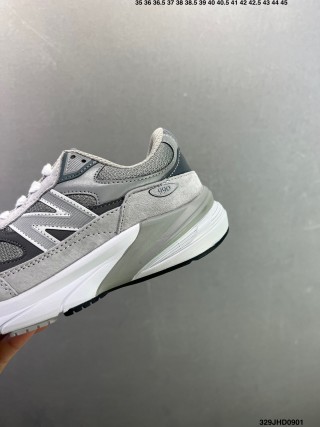 New Balance 990 V6 Grey Mesh Leather Retro Sneaker view 8