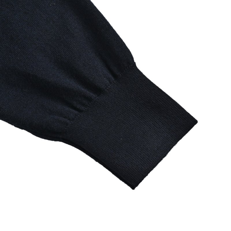 Zegna Sleeve Stripe Wool Knit Crew Neck Sweater Navy Orange view