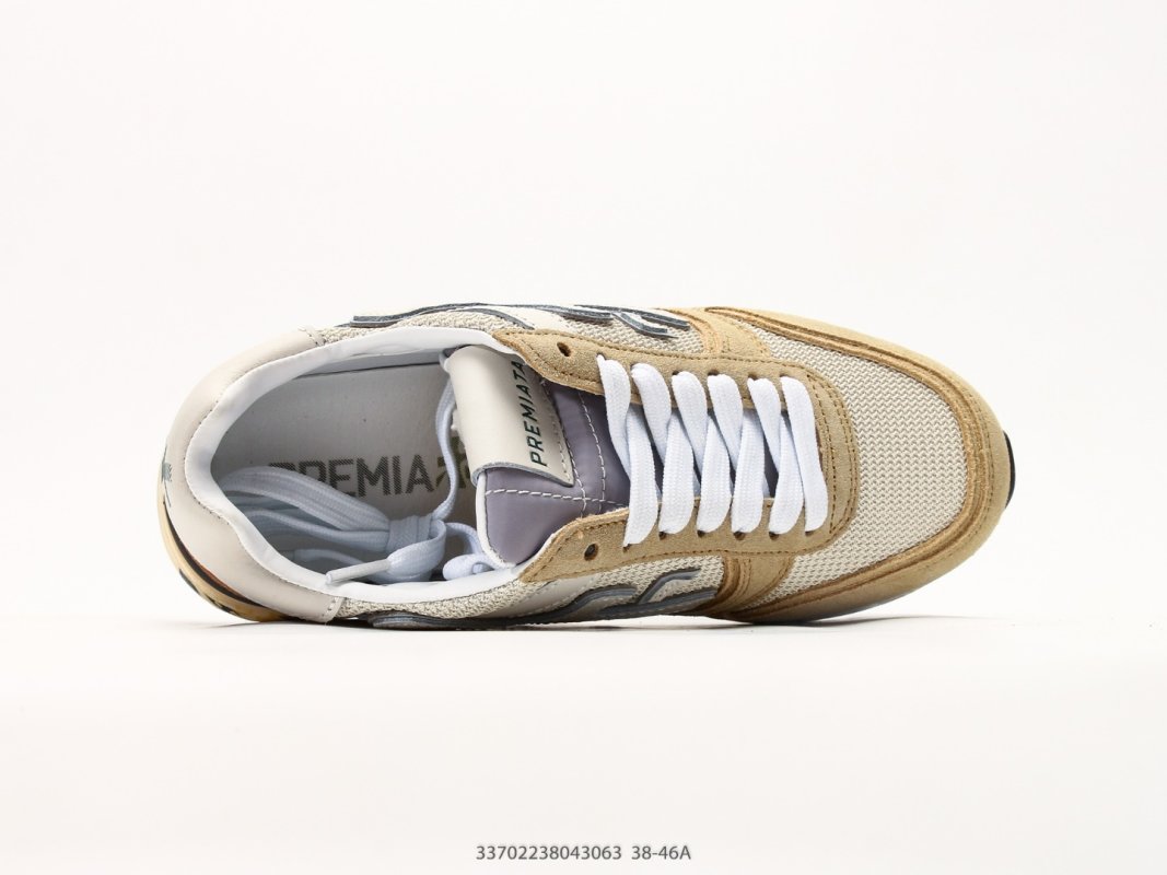 Premiata Mick Beige Brown White Leather Casual Sneaker view