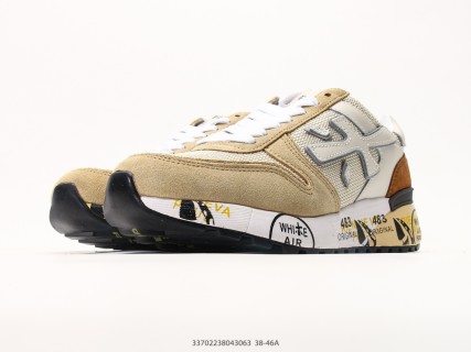 Premiata Mick Beige Brown White Leather Casual Sneaker view 5
