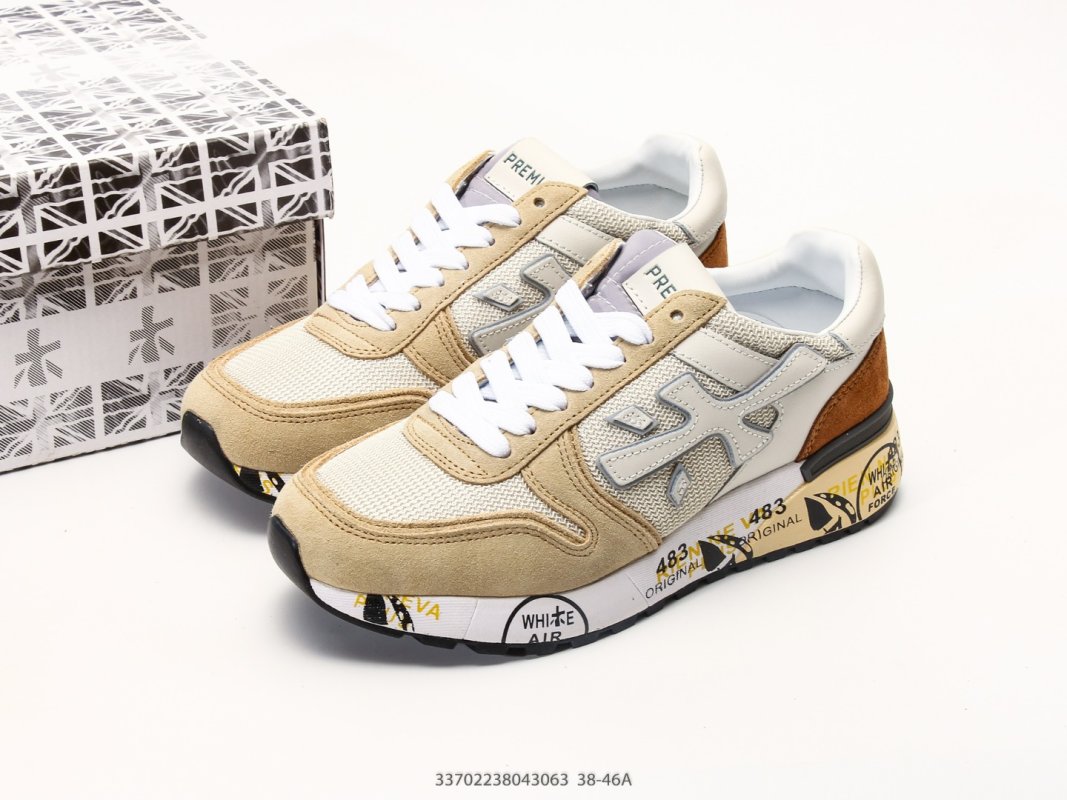 Premiata Mick Beige Brown White Leather Casual Sneaker view