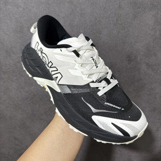 HOKA Speedgoat 7 Black White Low-Top Trail Running Shoe view 4