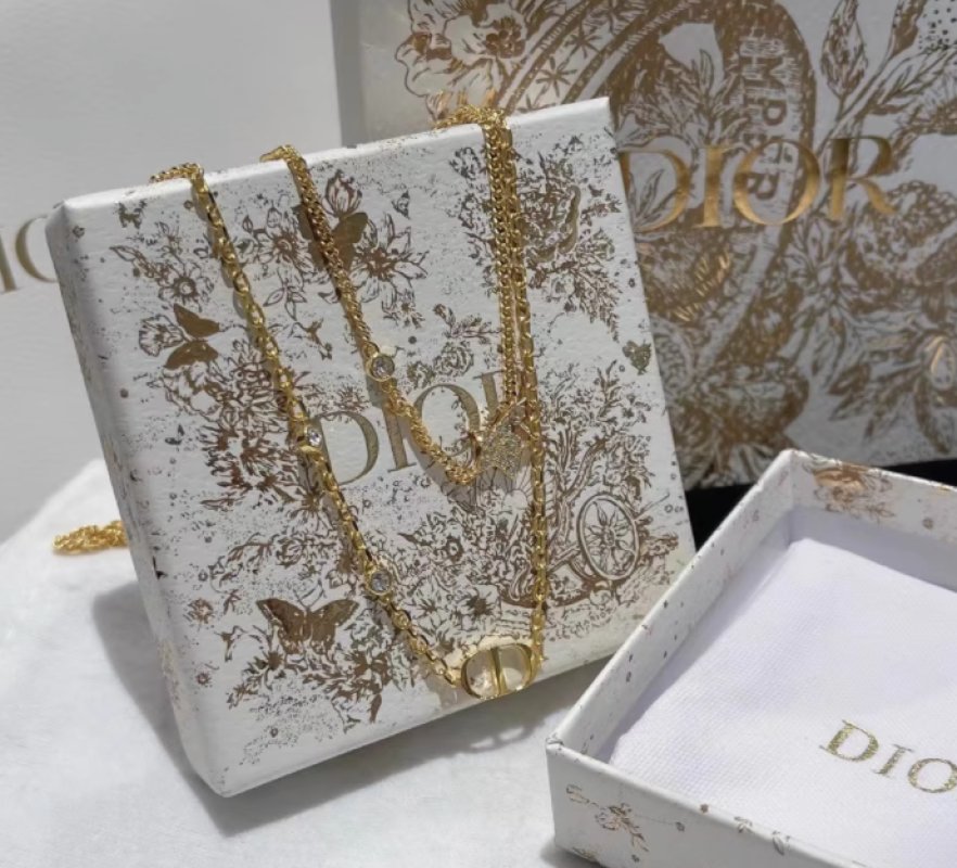 Dior CD Letter Double Layer Five Star Crystal Lock Collarbone Chain view