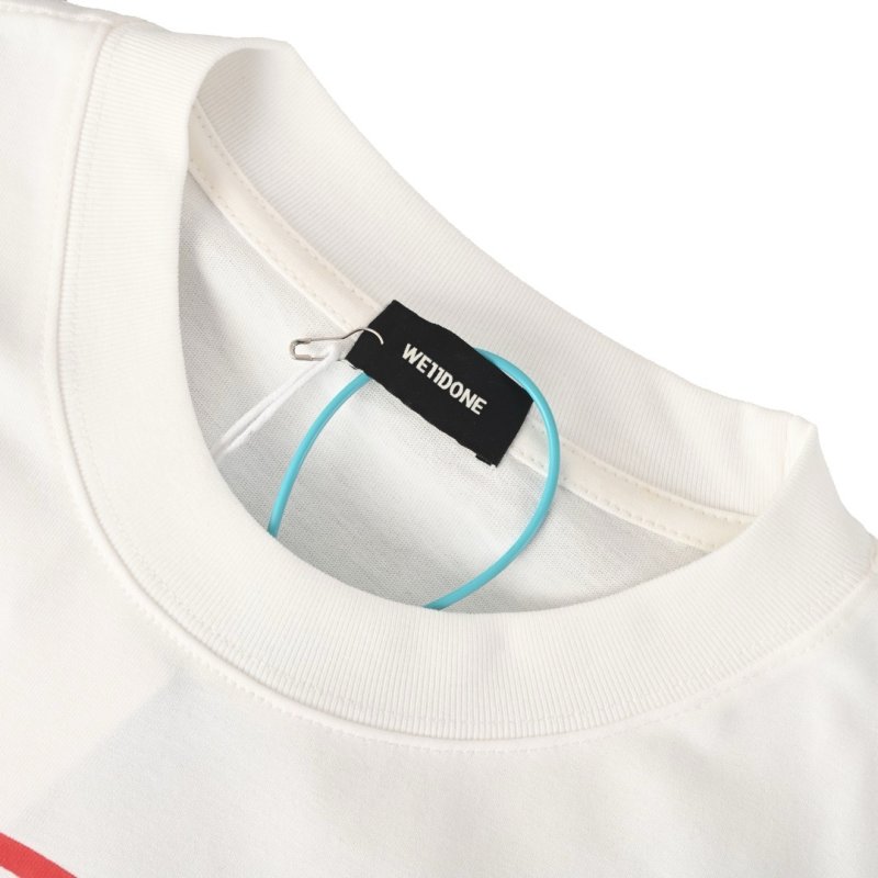 WE11DONE Logo Print Colorblock Long Sleeve T-Shirt White Pink view