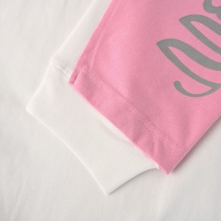 WE11DONE Logo Print Colorblock Long Sleeve T-Shirt White Pink view 6