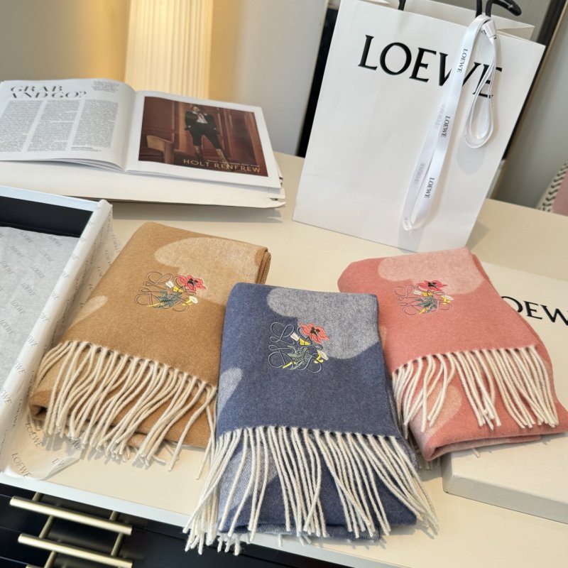 Loewe Anagram Reversible Cashmere Scarf Pink Cream view