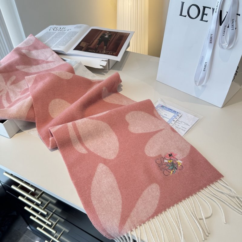 Loewe Anagram Reversible Cashmere Scarf Pink Cream view