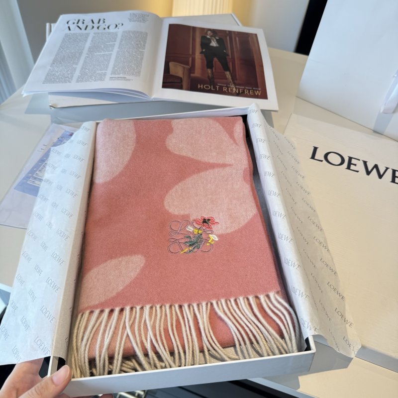 Loewe Anagram Reversible Cashmere Scarf Pink Cream view