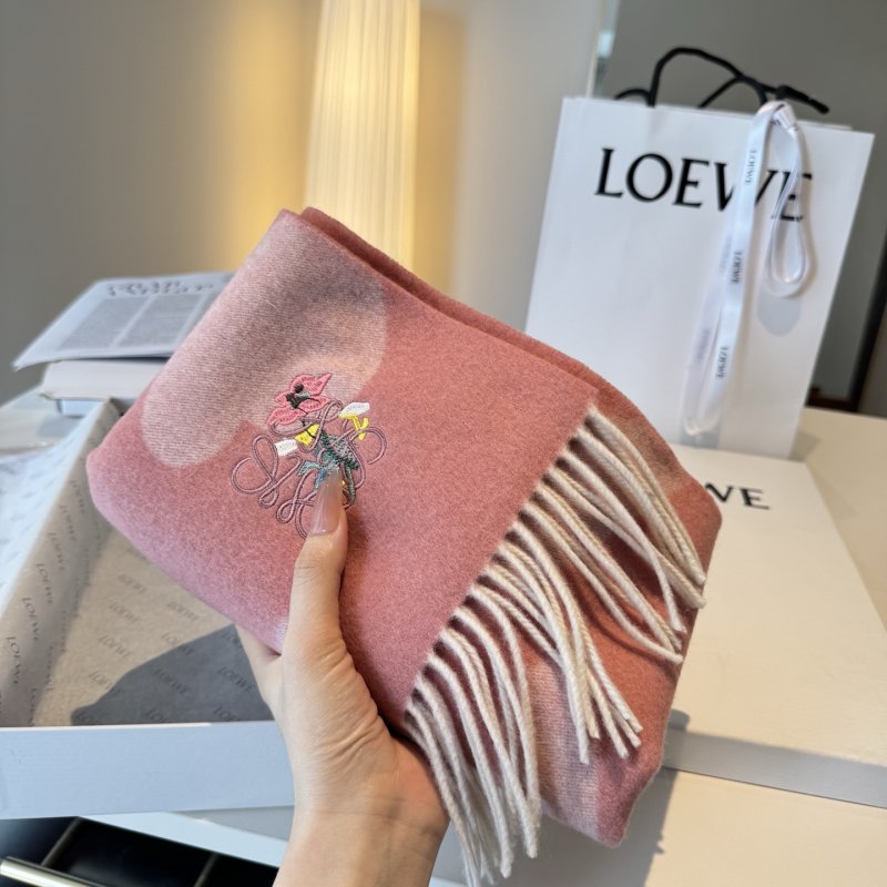 Loewe Anagram Reversible Cashmere Scarf Pink Cream view