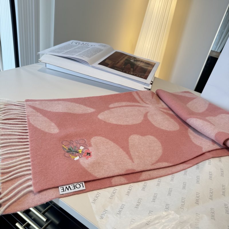 Loewe Anagram Reversible Cashmere Scarf Pink Cream view