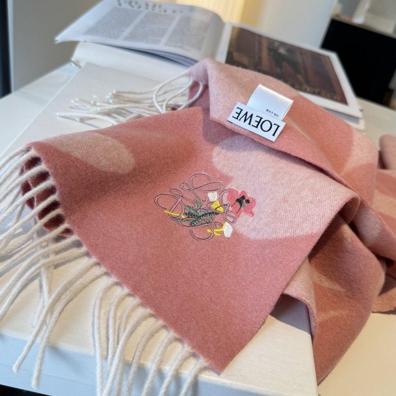 Loewe Anagram Reversible Cashmere Scarf Pink Cream view