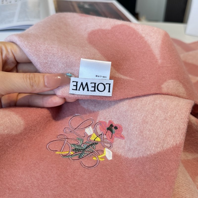 Loewe Anagram Reversible Cashmere Scarf Pink Cream view