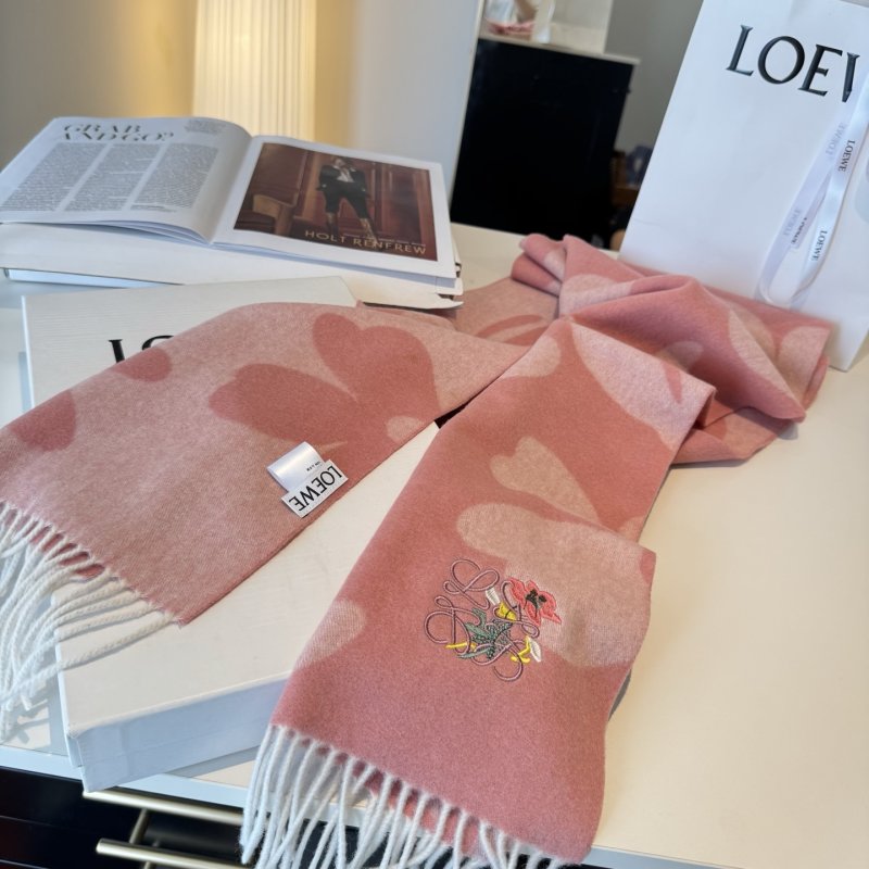 Loewe Anagram Reversible Cashmere Scarf Pink Cream view