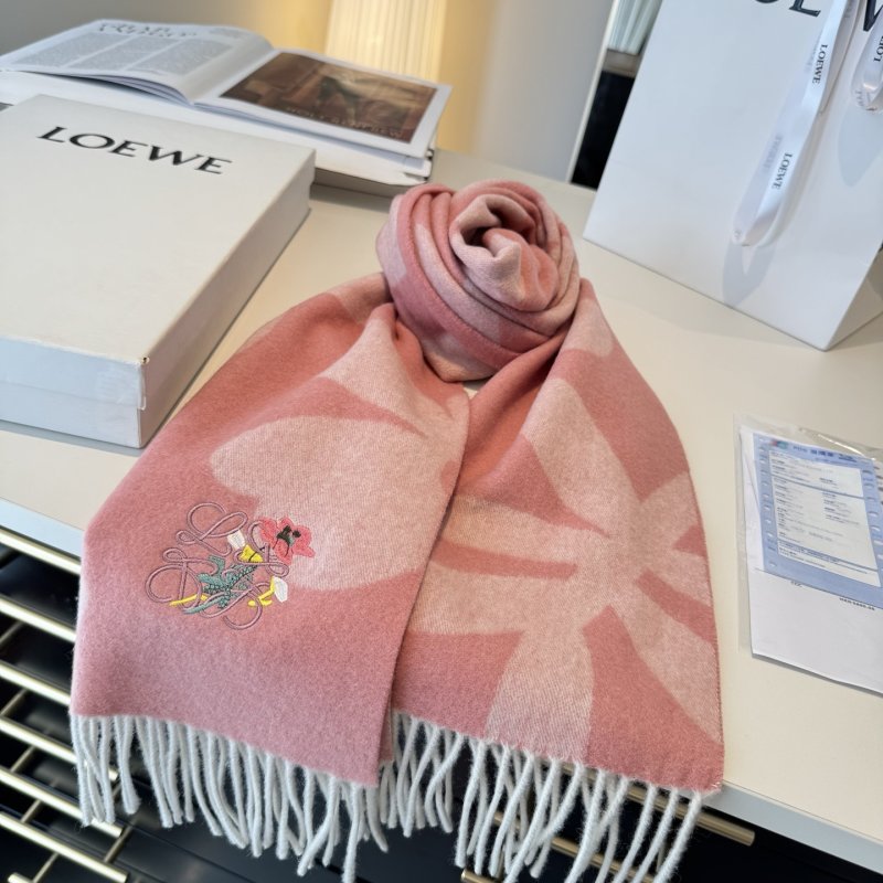 Loewe Anagram Reversible Cashmere Scarf Pink Cream view