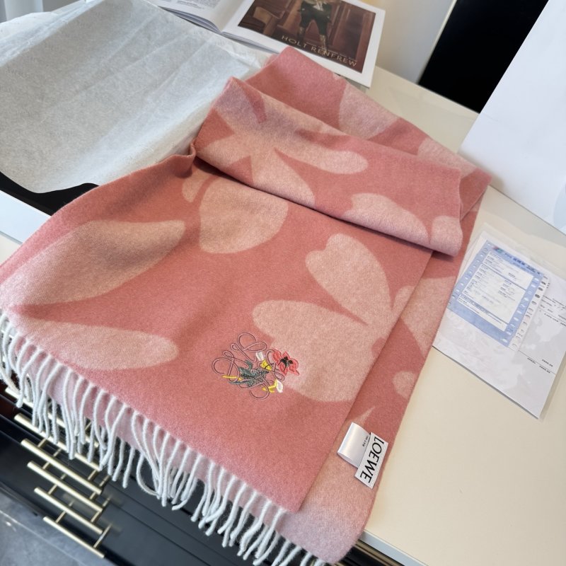 Loewe Anagram Reversible Cashmere Scarf Pink Cream view