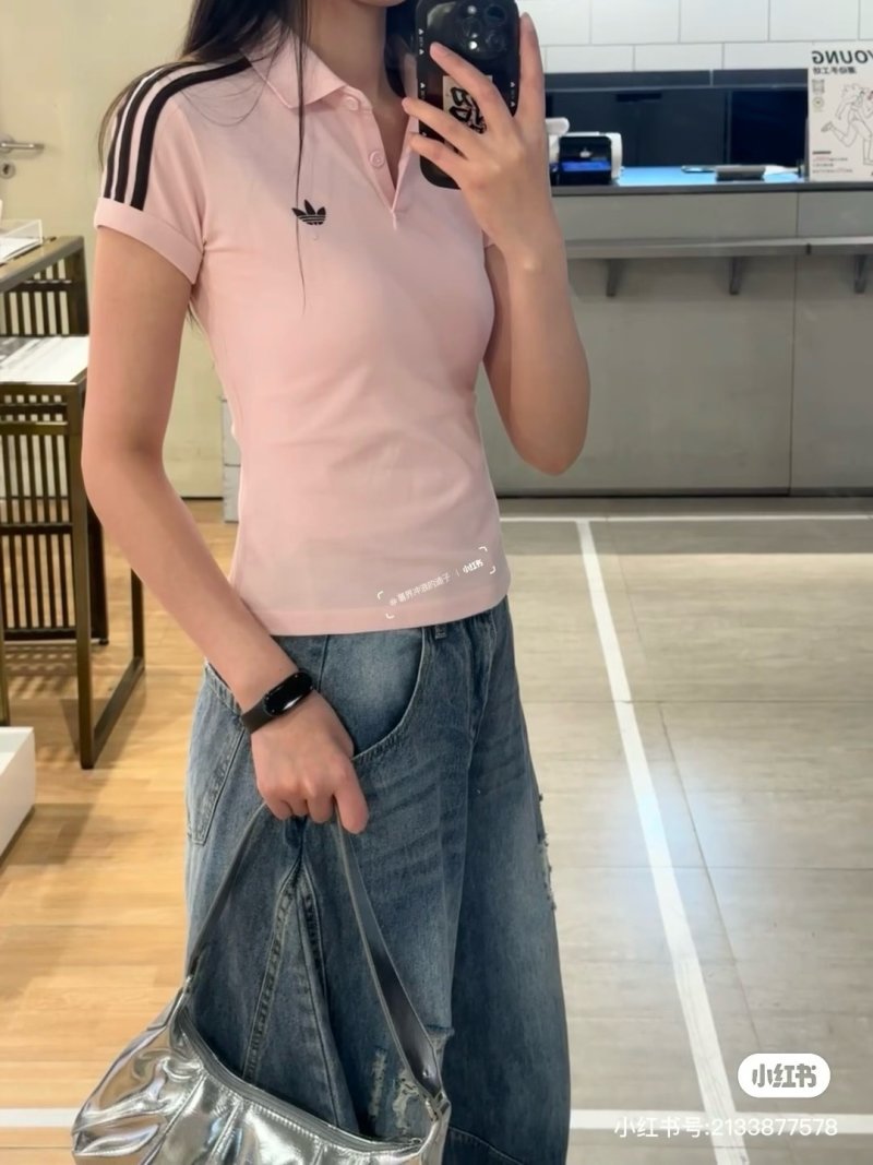 Adidas Women's Trefoil Polo Pink Cloud White view