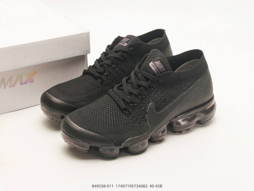 Nike Air VaporMax Flyknit Black UA Replica Sneaker view