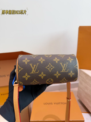 Louis Vuitton Speedy Nano Monogram Canvas Tan Leather Handle Rep view 6