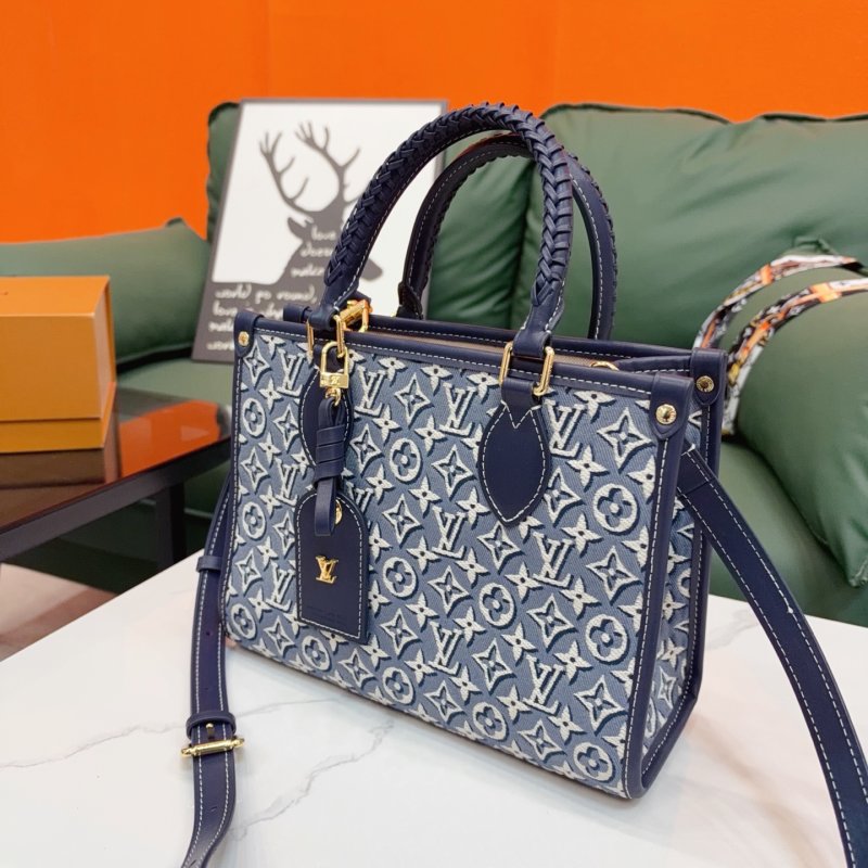 Louis Vuitton OnTheGo Tote Monogram Canvas Navy Blue Replica view