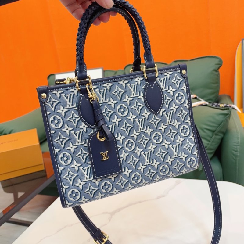 Louis Vuitton OnTheGo Tote Monogram Canvas Navy Blue Replica view