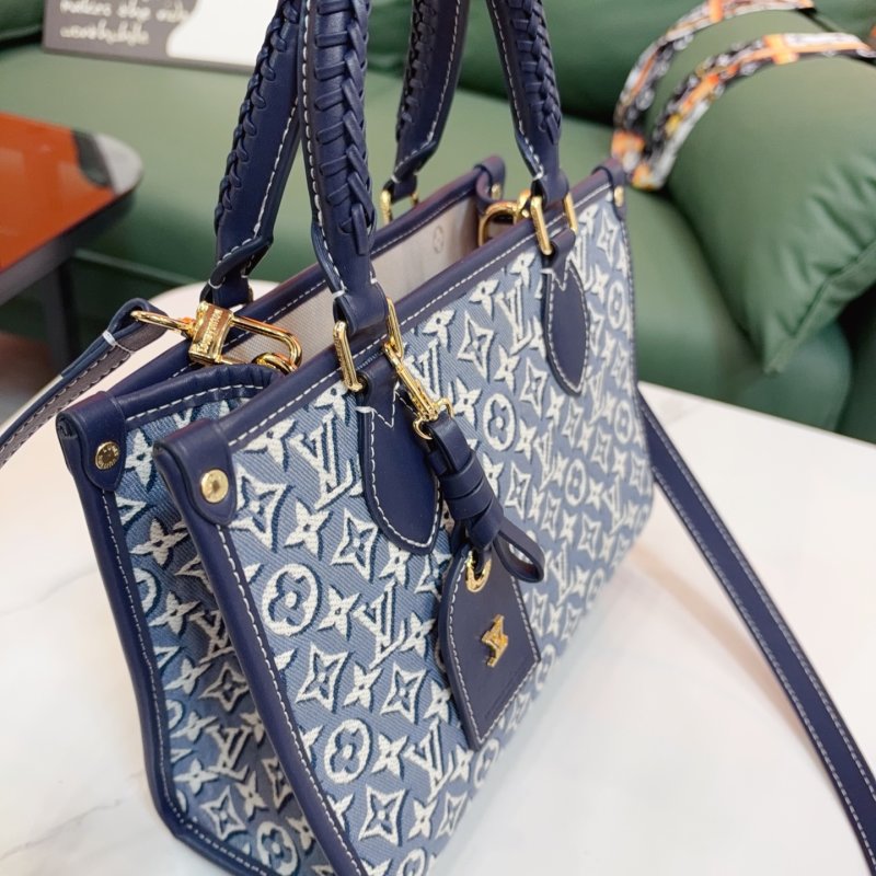 Louis Vuitton OnTheGo Tote Monogram Canvas Navy Blue Replica view