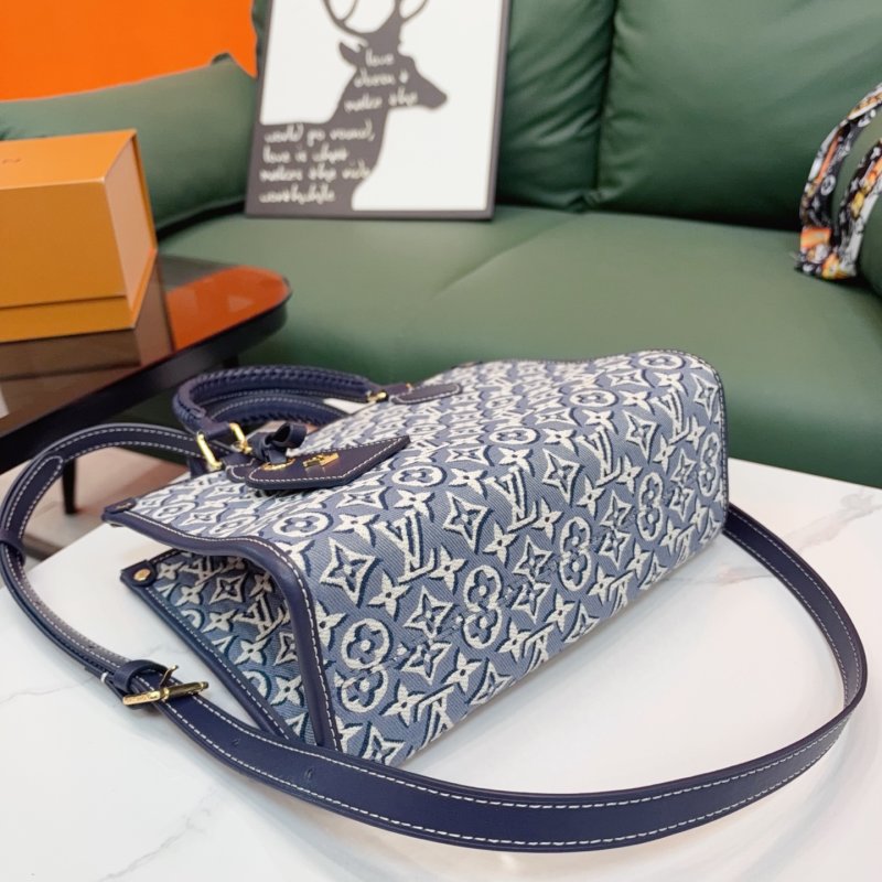 Louis Vuitton OnTheGo Tote Monogram Canvas Navy Blue Replica view