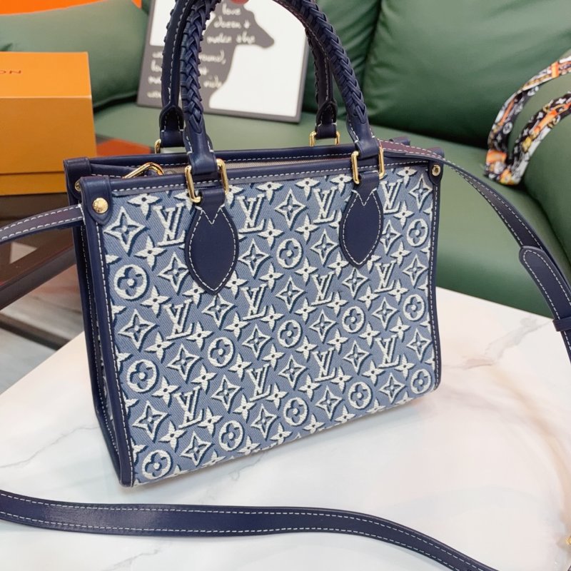 Louis Vuitton OnTheGo Tote Monogram Canvas Navy Blue Replica view