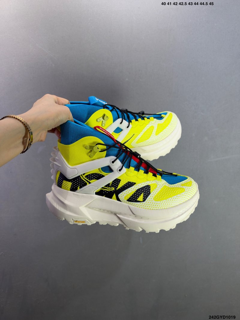 HOKA ONE ONE Mafate X Yellow Blue White Hiking Shoe view