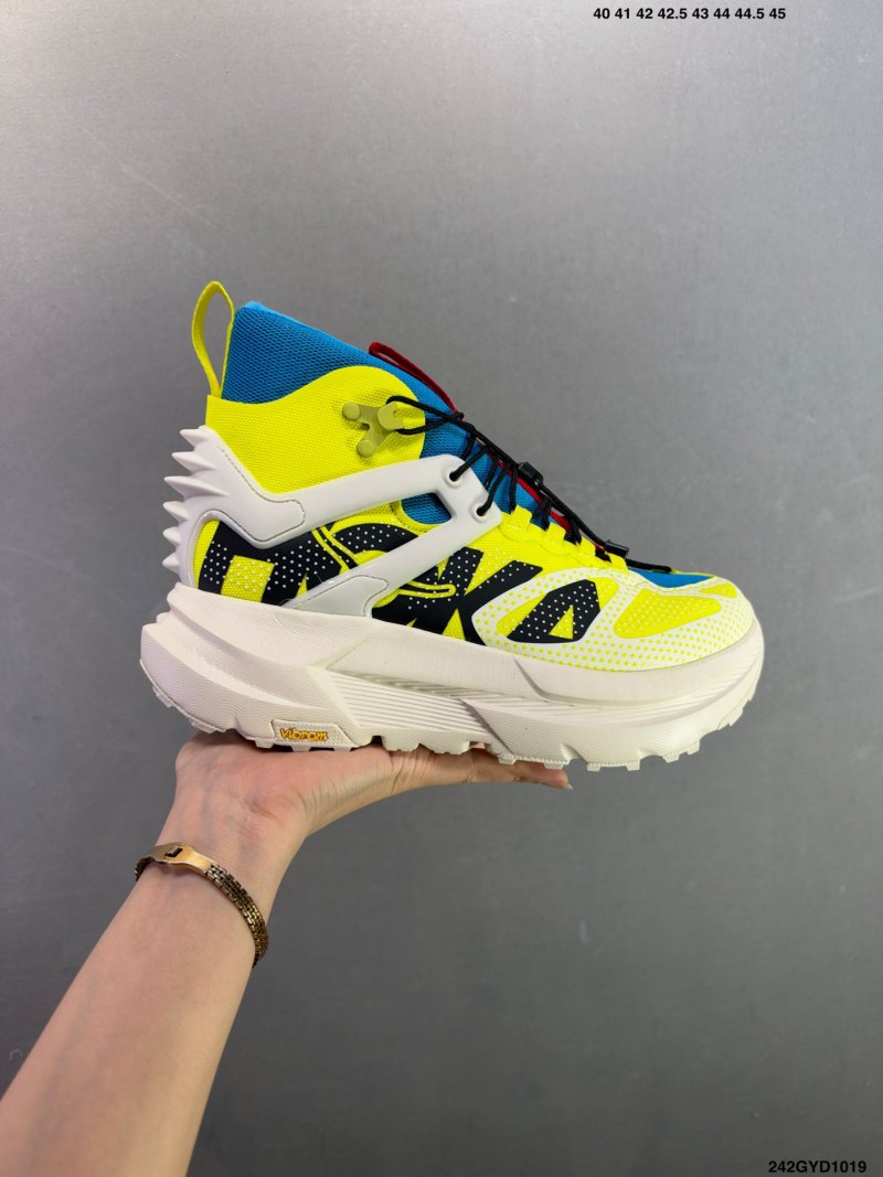 HOKA ONE ONE Mafate X Yellow Blue White Hiking Shoe view