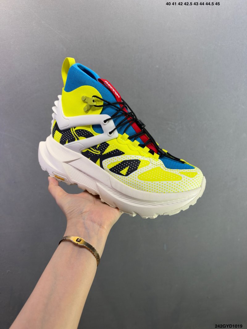 HOKA ONE ONE Mafate X Yellow Blue White Hiking Shoe view