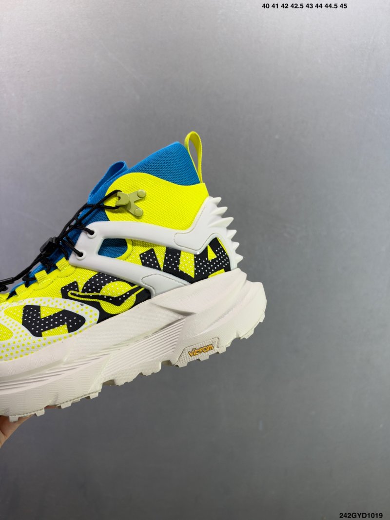 HOKA ONE ONE Mafate X Yellow Blue White Hiking Shoe view