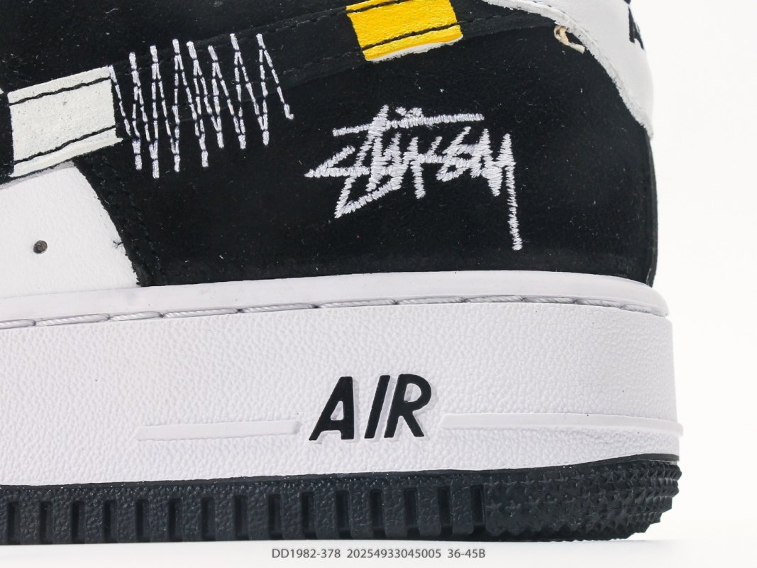Nike Air Force 1 Low Black White Stüssy Collab Sneaker view