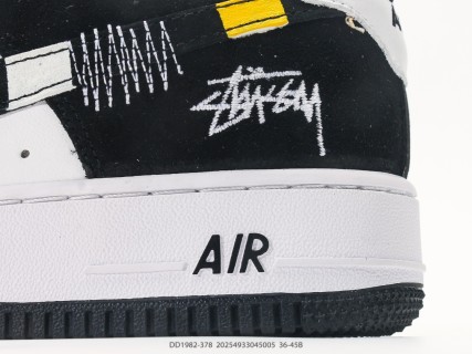 Nike Air Force 1 Low Black White Stüssy Collab Sneaker view 7