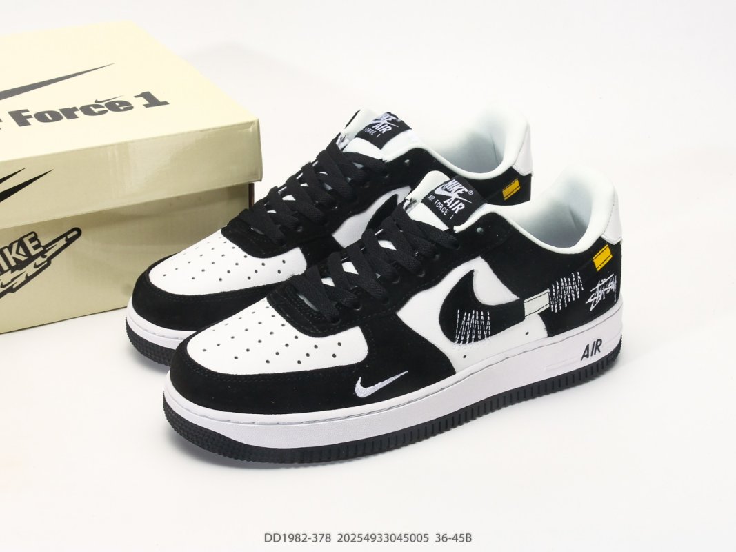 Nike Air Force 1 Low Black White Stüssy Collab Sneaker view