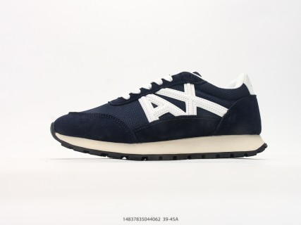 Armani Exchange AX Navy Suede Nylon Runner Sneaker