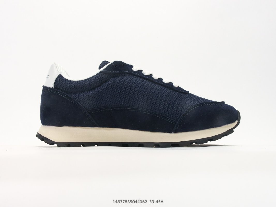Armani Exchange AX Navy Suede Nylon Runner Sneaker view