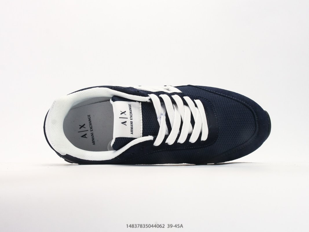 Armani Exchange AX Navy Suede Nylon Runner Sneaker view